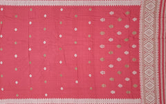 Pinkish Red Eri Saree from Assam with Light Pink Border and Pinkish Red Pallu