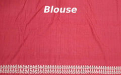 Pinkish Red Eri Saree from Assam with Light Pink Border and Pinkish Red Pallu