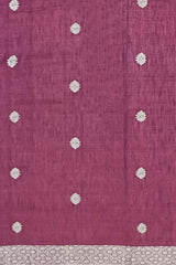 Reddish Purple Eri Saree from Assam with Off-White Border and Pallu