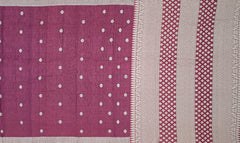 Reddish Purple Eri Saree from Assam with Off-White Border and Pallu