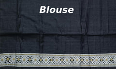 Black Eri Saree from Assam with Off-White Border and Pallu