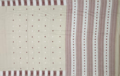 Beige Eri Saree from Assam with Dark Brown Border and Off-White Pallu