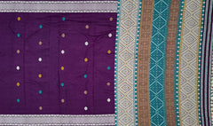 Violet Eri Saree from Assam with Lavender Border and Blue Pallu