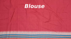 Red merge Eri Tussar Saree from Assam with Multicolor Border and Pallu