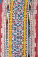 Reddish Pink Eri Saree from Assam with Multicolor Border and Pallu