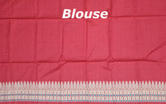 Reddish Pink Eri Saree from Assam with Multicolor Border and Pallu