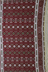 Yellowish Green Mulberry Saree from Assam with Multicolor Border and Maroon Pallu