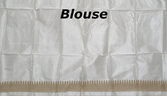 White Mulberry Saree from Assam with Dark Beige Border and Pallu