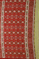 Yellow Mulberry Saree from Assam with Red Border and Pallu
