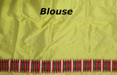 Yellow Mulberry Saree from Assam with Red Border and Pallu