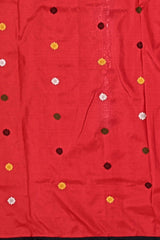 Red Mulberry Saree from Assam with No Border and Red Pallu