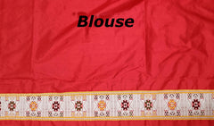 Red Mulberry Saree from Assam with No Border and Red Pallu