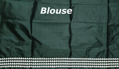 Dark Green Mulberry Saree from Assam with White Border and Pallu