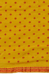 Yellow Mulberry Silk Saree with Red Border and Buttis