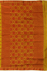 Yellow Mulberry Silk Saree with Red Border and Buttis