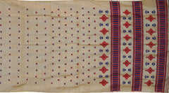 Gold Tassar Silk Saree with Red Border and Buttis & Motifs