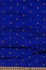 Blue Mulberry Silk Saree with Gold Border and Buttis & Motifs