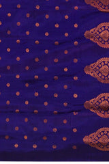 Violet Mulberry Silk Saree with Brown Border and Buttis & Motifs