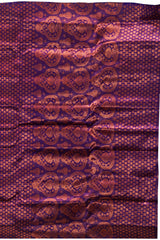 Violet Mulberry Silk Saree with Brown Border and Buttis & Motifs