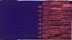 Violet Mulberry Silk Saree with Brown Border and Buttis & Motifs