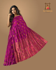 White Modal-Eri Silk Saree with Orange Border