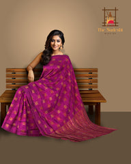 White Modal-Eri Silk Saree with Orange Border