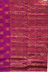 White Modal-Eri Silk Saree with Orange Border