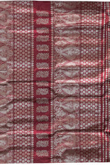 Red Mulberry Silk Saree with Grey Border and Buttis & Motifs