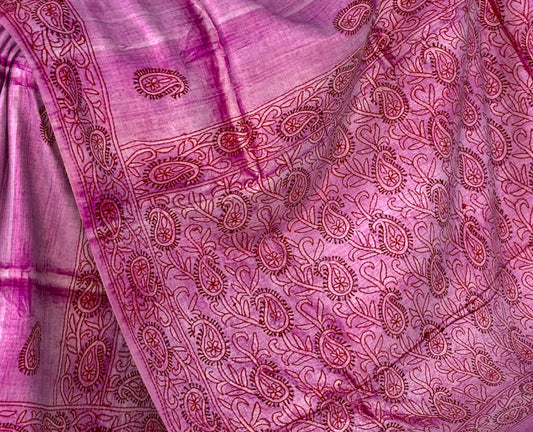 Voilet Tussar Saree with Kanta Work
