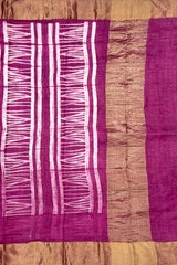 Pink Cream Tussar Saree with Single Side Design