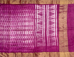 Pink Cream Tussar Saree with Single Side Design