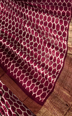 Pink Hexagon Tussar Saree with Single Side Design