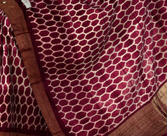 Pink Hexagon Tussar Saree with Single Side Design