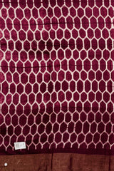 Pink Hexagon Tussar Saree with Single Side Design