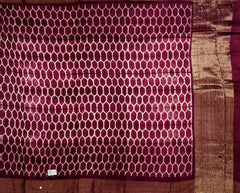 Pink Hexagon Tussar Saree with Single Side Design