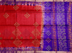 Red Cotton Saree with Single Side Design