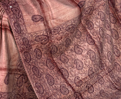 Peach Tussar Saree with Kanta Work