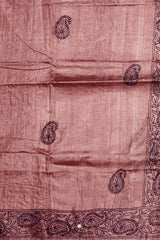 Peach Tussar Saree with Kanta Work