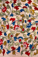 Yellow Kalamkari Saree with Single Side Design