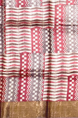 Blue Brown Tussar Saree with Single Side Design