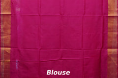 Orange Pink Uppada Sarees with Rani Pink Border and Gold-Silver Buttas