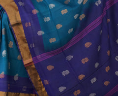 Ramar Blue Uppada Sarees with Royal Blue Border and Gold-Silver Buttas