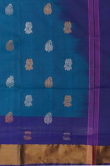 Ramar Blue Uppada Sarees with Royal Blue Border and Gold-Silver Buttas