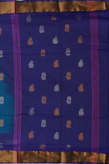 Ramar Blue Uppada Sarees with Royal Blue Border and Gold-Silver Buttas