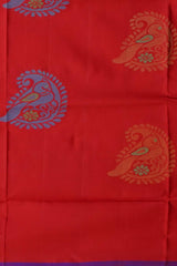 Red Uppada Sarees with Blue Pallu and Gold-Blue Buttas