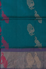 Ramar Blue Uppada Sarees with Gold Jari and Peacock Buttas