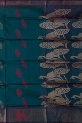 Ramar Blue Uppada Sarees with Gold Jari and Peacock Buttas