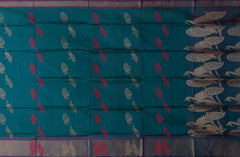 Ramar Blue Uppada Sarees with Gold Jari and Peacock Buttas