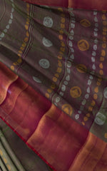 Green Uppada Sarees with Pink Pallu and Gold-Blue Buttas