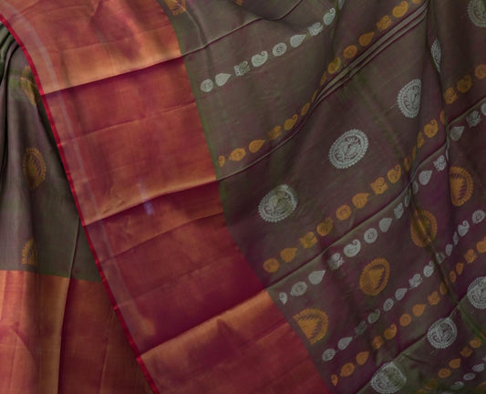 Green Uppada Sarees with Pink Pallu and Gold-Blue Buttas